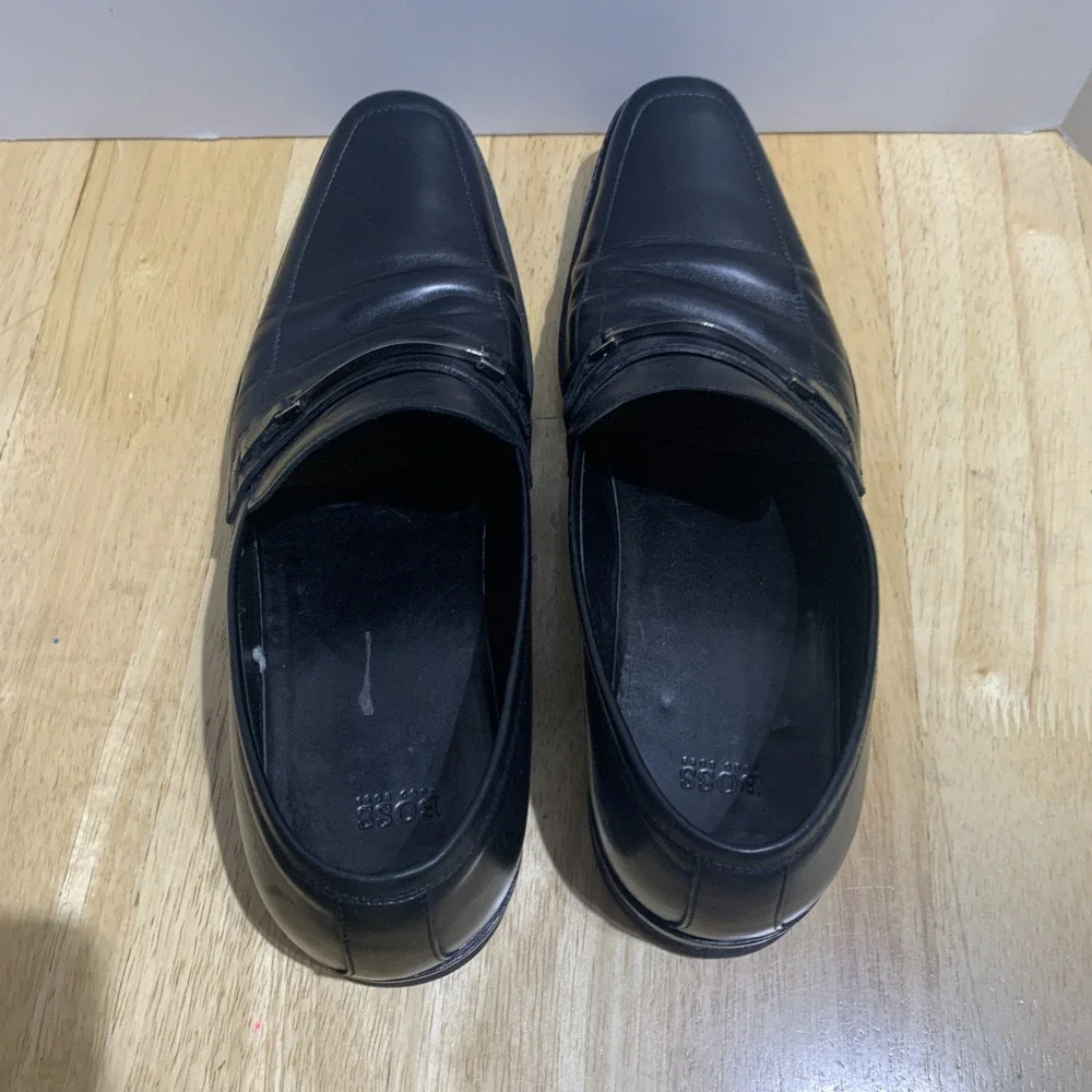 Hugo Boss Gumlite Men's Size 11‎ Horsebit Loafers Black Leather Dress Shoes.